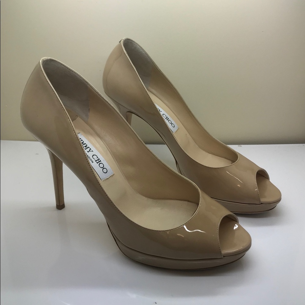 Jimmy Choo “Luna” Nude Patent Pumps
